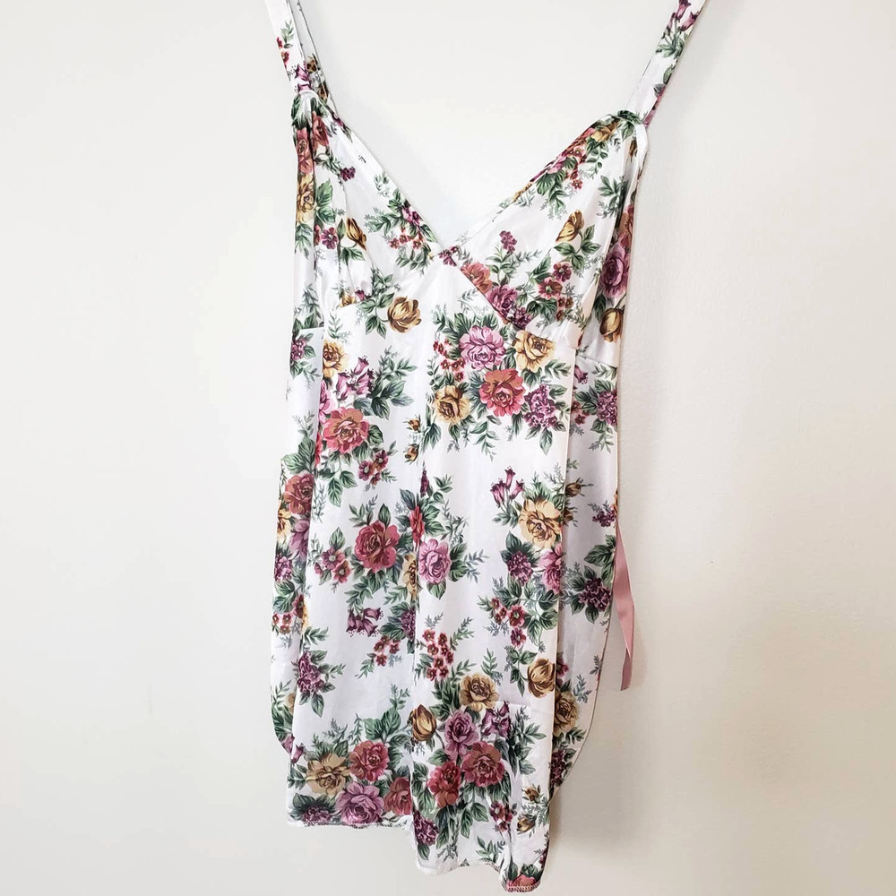 Vintage Romantic Floral Chemise & Panties Sexy Set Bows Size Large